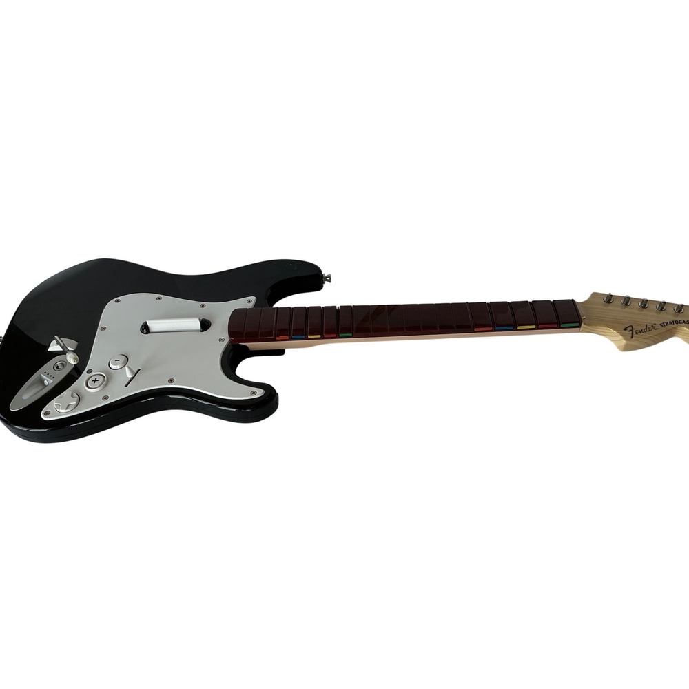Rock Band Harmonix Fender Stratocaster Wireless‎ Guitar Wii Black White As-Is